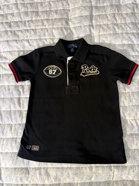 Polo by Ralph Lauren Black Polo with Red Sleeve Trim